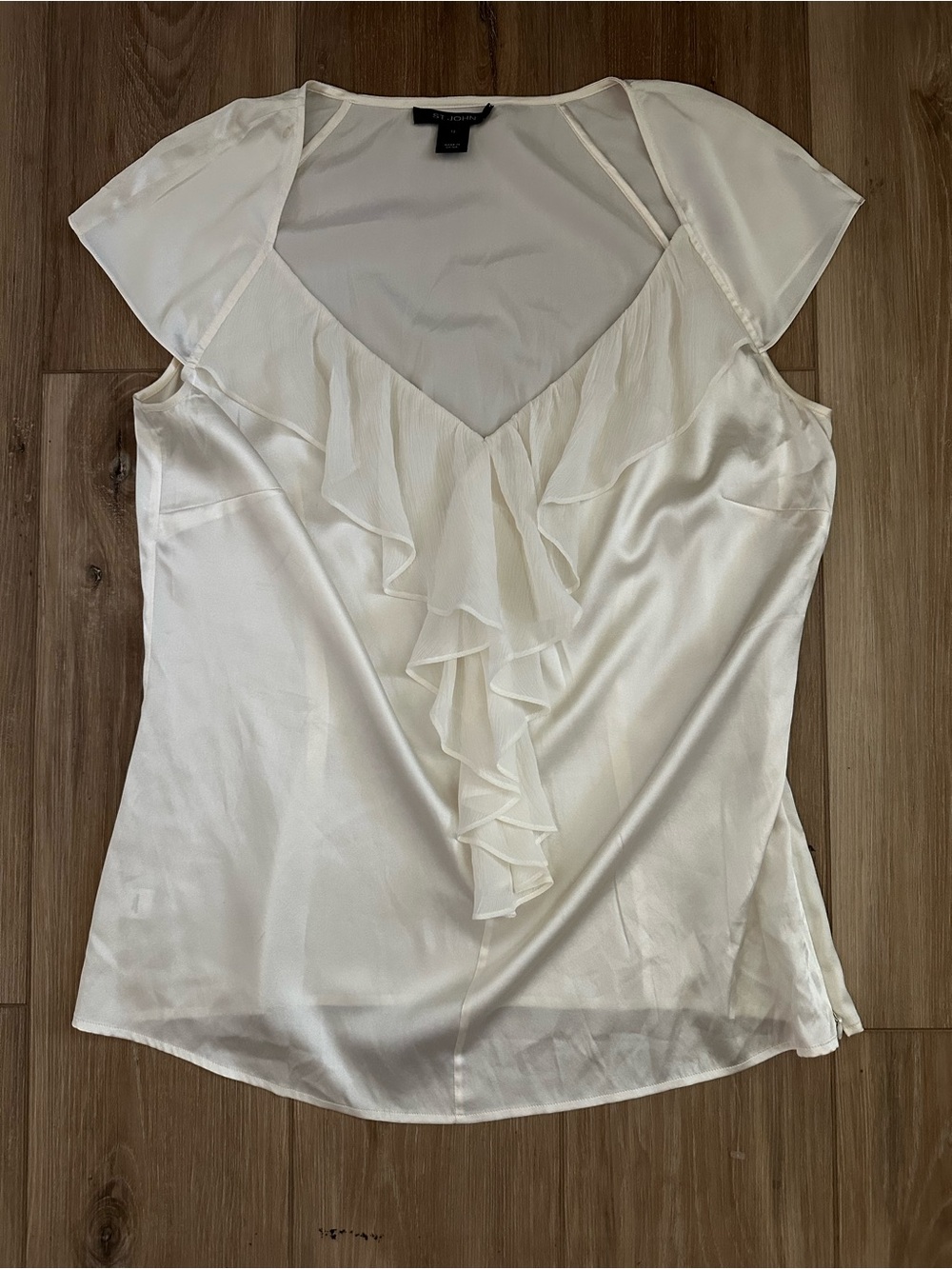 St John Ruffle Silk Blouse 12